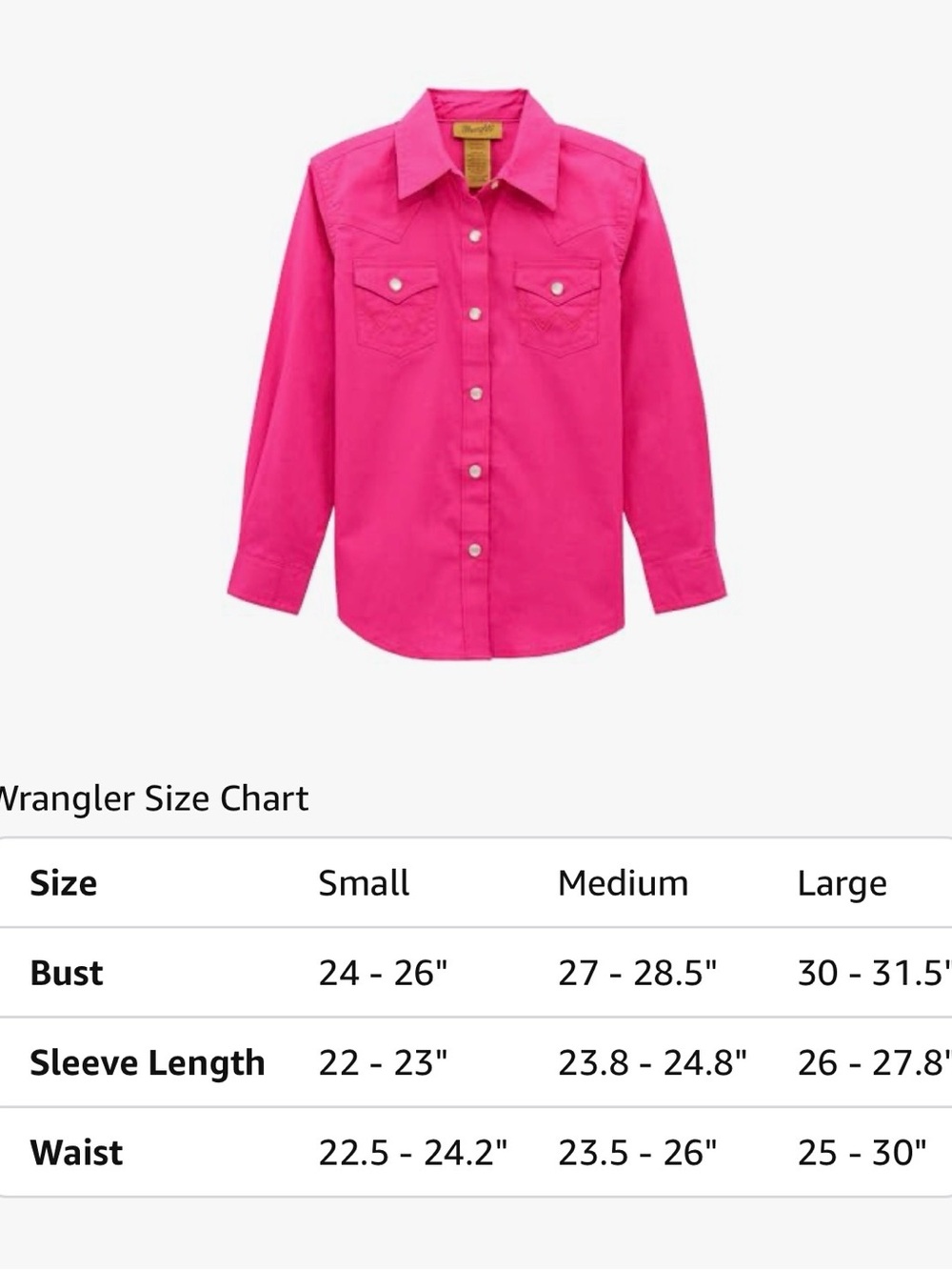 Wrangler Hot Pink Girls' Western Button-Down Shirt - Picture 3 of 8